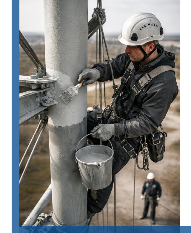 Покраска мачт связи в Клинцах промышленными альпинистами
