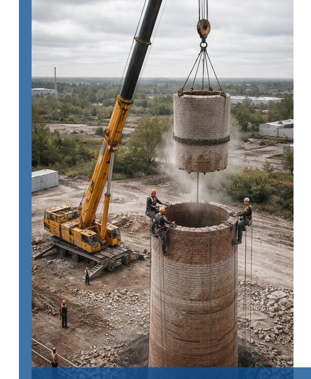 Демонтаж дымовой трубы в Клинцах с гарантиями безопасности