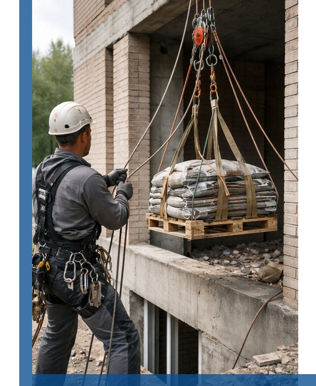 Подъем материалов на этаж веревками в Клинцах оперативно