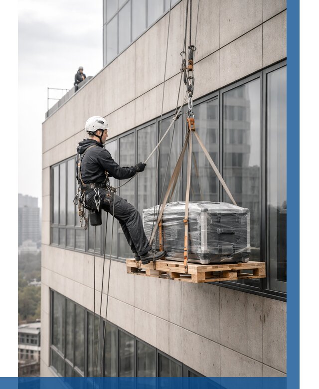 Спуск груза по фасаду в Клинцах от 3639 р. | ВЫСОТНИК-Клы