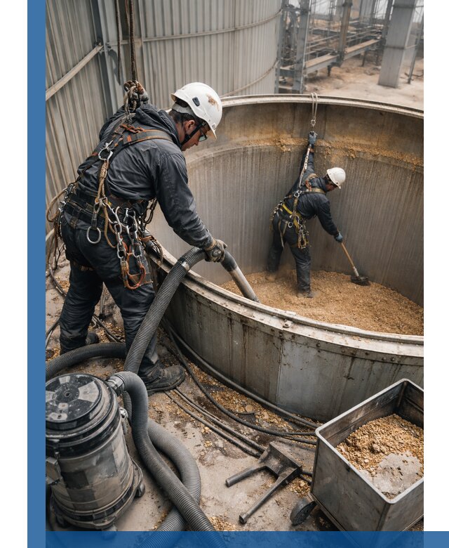 Профессиональная чистка зерновых бункеров в Клинцах с выездом