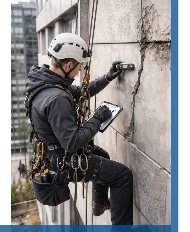 Обследование фасада альпинистами в Клинцах от 125 р. | ВЫСОТНИК-Клы