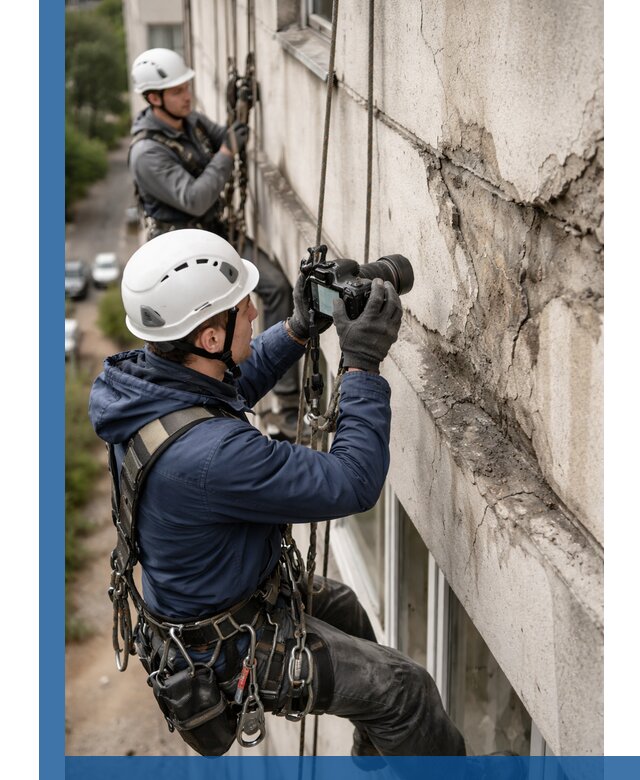 Фотофиксация дефектов фасада с высотной съемкой в Клинцах