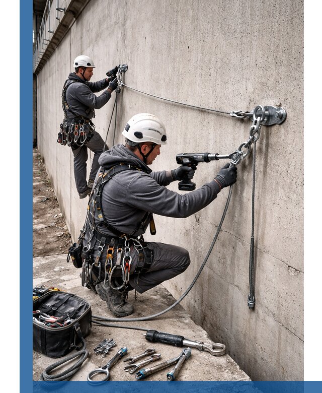 Монтаж анкерных линий высотной безопасности в Клинцах