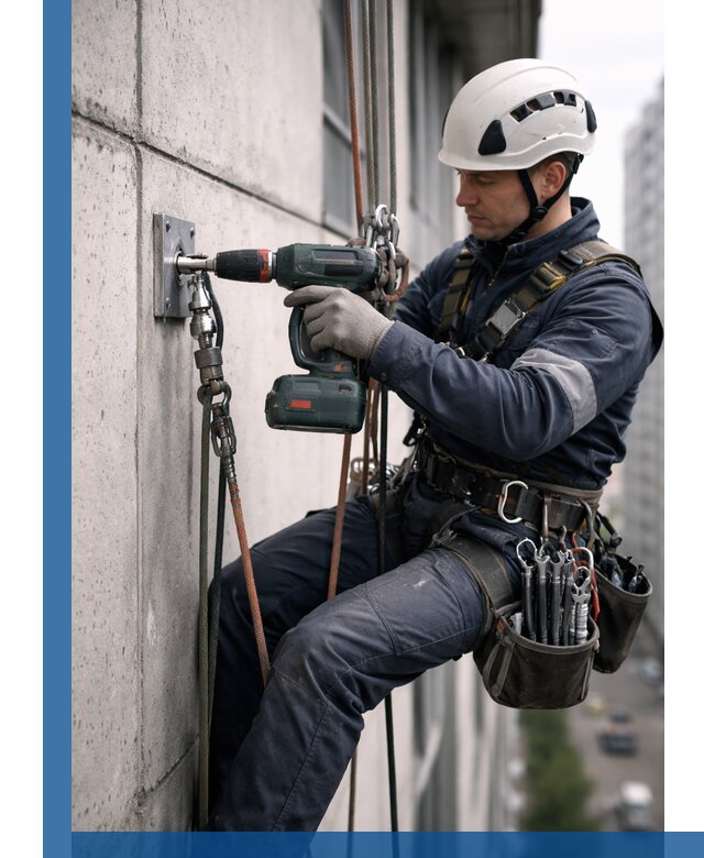 Установка анкерных точек для высотных работ в Клинцах